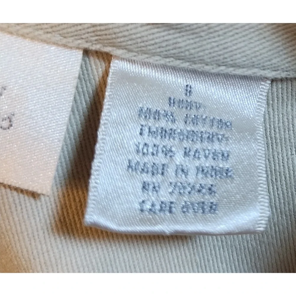 Studio Works Tan Cotton Embroidered Leaf Trucker‎ Jacket Beige Womens 8 Cottage